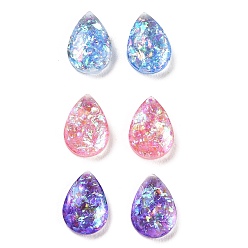 Mixed Color Resin Imitation Opal Cabochons, Single Face Faceted, Teardrop, Mixed Color, 10x7x3mm