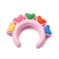 Corazón Cuentas de silicona, cuentas focales, diadema con orejas, rosa, corazón, 24.5x32x9 mm, agujero: 2 mm