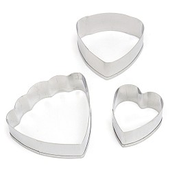 Stainless Steel Color 304 Stainless Steel Cookie Cutters, Cookies Moulds, DIY Biscuit Baking Tool, Heart and Petal, Stainless Steel Color, 42x48x17mm, 35x38x17mm, 29x26x17mm, 3pcs/set