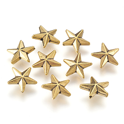 Античное Золото Сплавочные овальные бусины тибетского стиля , звезда, без кадмия и без свинца, античное золото , 12x12x4 мм, отверстие : 1 мм