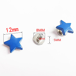 Синий Набор заклепок из сплава, звезда, для кошелька сумка обувь панк-рок кожаный ремесленный ремень для одежды, платина, синие, 12x12 мм