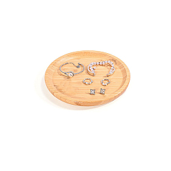 BurlyWood Bamboo Jewelry Organizer Tray, Earring Ring Bracelet Necklace Display Plate, Round, BurlyWood, 20x2cm