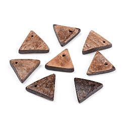 Peru Coconut Pendants, Triangle, Peru, 17~18x20~22x3~5mm, Hole: 1.2mm