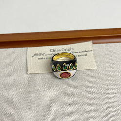 Черный Кольца из сплава стразов, эмали и акрила, слеза, золотые, чёрные, внутренний диаметр: 20 мм