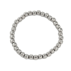 Нержавеющая Сталь Цвет Устойчивые к потускнению 304 эластичные браслеты из нержавеющей стали с бусинами, круглые, цвет нержавеющей стали, 2-1/8 дюйм (55 мм)