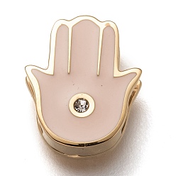 Golden 304 Edelstahl Diacharme, Schmelz-Stil, mit Strass-Kristall, Hamsa Hand / Hand von Fatima / Hand von Miriam, Fischcremesuppe, golden, 12x10x3.5 mm, Bohrung: 7.5x1.5 mm