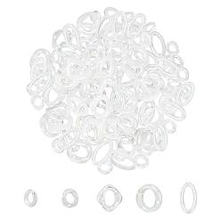 Clear AB 100Pcs 5 Style Transparent Acrylic Linking Rings, AB Color Plated, Imitation Gemstone Style, Quick Link Connectors, For Jewelry Curb Chains Making, Mixed Shapes, Clear AB, 20Pcs/Style