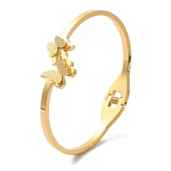 Золотой Регулируемая бабочка вакуумное покрытие 304 браслеты из нержавеющей стали для женщин, золотые, внутренний диаметр: 1-3/4x2-3/8 дюйм (4.6x5.9 см)