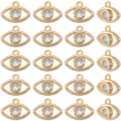 Настоящее золото 18K 20подвески из латуни с микропаве из кубического циркония, глаз, реальный 18 k позолоченный, 9.5x13x3 мм, отверстие : 1.4 мм