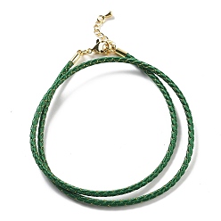 Темно-Зеленый Изготовление плетеных ожерелий из полиэфирного шнура, с латунной фурнитурой , нержавеющая сталь застежками, долговечный, золотые, темно-зеленый, 18-3/4 дюйм (47.5 см)