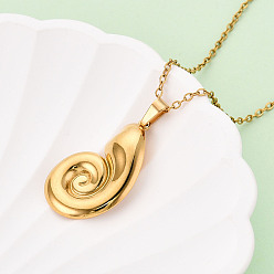 Настоящее золото 18K 304 подвесные из нержавеющей стали ожерелья, формы раковины, ионное покрытие (ip), реальный 18 k позолоченный, 17.72~18.11 дюйм (45~46 см)