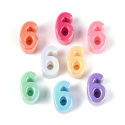 (52) Непрозрачная лаванда Непрозрачные акриловые бусины с УФ-покрытием, радужный, число 6, разноцветные, 21~24x12~14x10.5~12 мм, отверстие : 6 мм