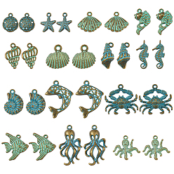 Mixed Shapes 56 шт. 14 стили подвески из сплава в тибетском стиле с океанской тематикой, разнообразные, 12.5~29x8.5~24x2~8 мм, отверстие : 1~2.5 мм, 4 шт / стиль