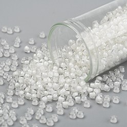 (981) Inside Color Crystal/Snow Lined Toho runde Rocailles, japanische Rocailles, (981) Innenfarbe Kristall / Schnee ausgekleidet, 8/0, 3 mm, Bohrung: 1 mm, über 222pcs / Flasche, 10 g / Flasche