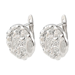 Platinum SHEGRACE Brass Hoop Earring Findings, Oval, with Loop, Cadmium Free & Lead Free & Nickel Free, Platinum, 19x12.5x16mm, Hole: 1.2mm, Pin: 1mm