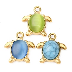 Turtle 304 подвески из нержавеющей стали, со стеклом и бирюзой, черепаха, 16.5x15x4~6 мм, отверстие : 1.8 мм