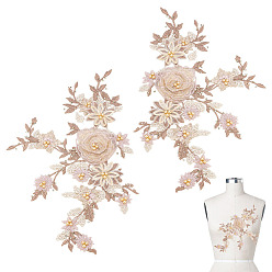 Персиковый Слойка 2шт кружево вышивка швейное волокно, аксессуары для одежды diy, цветок, розовые, 770x340x7 мм