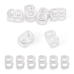 Letter B 6шт. 925 полые бусины с инициалами из стерлингового серебра, серебряные, В письме, 5.5~6x3.5~4x3 мм, отверстие : 3.5~4x1.3~1.7 мм