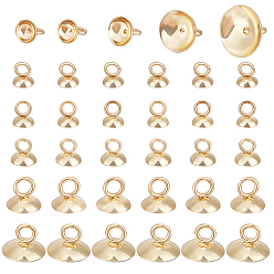 Настоящее золото 18K 110шт. 5 размер 304 нержавеющая сталь бусины колпачок подвеска дужки, для изготовления стеклянного кулона, реальный 18 k позолоченный, 4~10x4~7.5 мм, отверстие : 2.5~3 мм, 3.7~9.6 мм внутренним диаметром