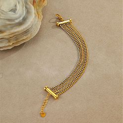 Золотой & Цвет Нержавеющей Стали 304 из нержавеющей стали браслеты многожильных, браслеты из шариковой цепи для женщин, золотые и нержавеющая сталь цвет, 6-1/2x7/8 дюйм (16.5x2.15 см)