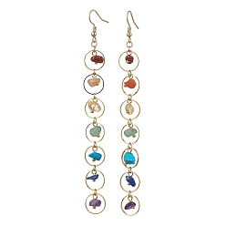 Золотой 7 серьги с подвесками из натуральных и синтетических драгоценных камней на тему чакры, длинные серьги-капли из сплава, золотые, 120x12 мм