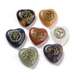 Сердце 7 наборы бусин из натуральных драгоценных камней чакра, нет отверстий / незавершенного, кристаллотерапия целебные камни для балансировки Рейки, сердце, 19.5~20.5x19.5~20x6.5~7.5 мм, 7 шт / комплект