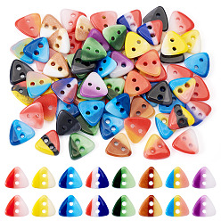 Треугольник 80шт. 2-дырчатые фарфоровые пуговицы, разноцветные, треугольные, 10x11x2.5 мм, отверстие : 1.6 мм, 80 шт / комплект