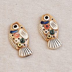 Fish Ручной работы фарфора большие кулоны, фантазии античного стекла фарфора, рыба, 63x33x12 мм, отверстие : 5 мм