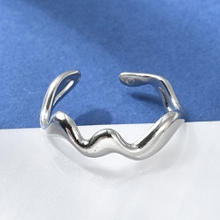 Нержавеющая Сталь Цвет Не тускнеет 304 кольцо-манжета из нержавеющей стали с волной для женщин, цвет нержавеющей стали, размер США 7 (17.3 мм)