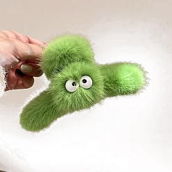Зеленый лайм Милые плюшевые заколки-коготки для волос, женские заколки для густых волос, зеленый лайм, 145 мм