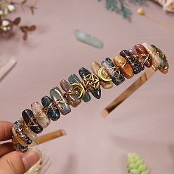 (RRHB277) Кристалл на подкладке из медово-бежевого цвета Резинки для волос из натурального индийского агата, корона для волос, для женщин девушек, 250x170x50 мм