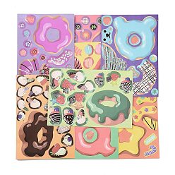 Color mezclado 8 juego de pegatinas adhesivas de PVC con forma de donut, color mezclado, 160x110.5x0.2 mm