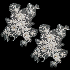 Светло-серый Полиэстер, акрил, стразы, аппликация, вышивка, АБС-пайетки, на основе железа, цветок, светло-серый, 340x260x6 мм