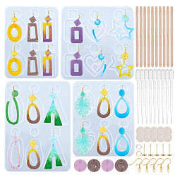 White DIY Earring Making Kits, with Silicone Molds, for UV Resin, Epoxy Resin Pendant Making, Brass Earring Hooks, Iron Ear Stud Findings, White