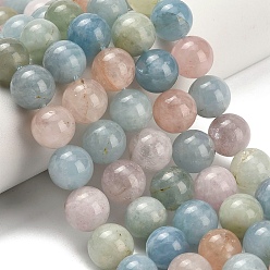 Морганит Природные морганит нитей бисера, круглые, 12 мм, отверстие : 0.8 мм, около 32 шт / нитка, 15.35~15.51'' (39~39.4 см)