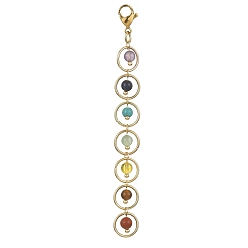 Mixed Stone Chakra Natural & Synthetic Gemstone Pendant Decorations, with 304 Stainless Steel Lobster Claw Clasps, Round, 90mm
