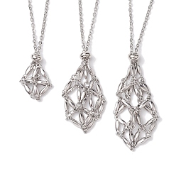 Нержавеющая Сталь Цвет Устойчивые к потускнению 3 шт. 3 стили 304 ожерелье из нержавеющей стали с цепочкой, с подвесками-заготовками в виде клетки, цвет нержавеющей стали, 17.52~29.53 дюйм (44.5~75 см), 1 шт / стиль