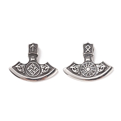 Античное Серебро Стиль викингов 304 подвески из нержавеющей стали, Молот тора, античное серебро, 26x33x5.5 мм, отверстие : 3x4 мм