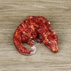 Red Agate Украшение для дисплея дракона из смолы, с натуральными кусочками красного агата внутри статуй для украшения домашнего офиса, 90x100x40 мм