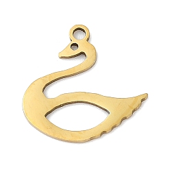 Настоящее золото 18K 201 подвески из нержавеющей стали, лебедь прелести, реальный 18 k позолоченный, 15.5x16x1 мм, отверстие : 1.4 мм