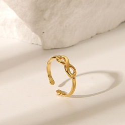 Настоящее золото 18K 304 открытые кольца-манжеты из нержавеющей стали для женщин, бесконечность, регулируемый, реальный 18 k позолоченный, 5.4 мм, размер США 7 1/2 (17.7 мм)