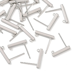 Platinum SHEGRACE Brass Stud Earring Findings, with Loop, Cadmium Free & Lead Free & Nickel Free, Long-Lasting Plated, Platinum, 14x2mm, Hole: 1.3mm, Pin: 11x0.7mm