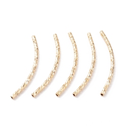 Настоящее золото 24K Бисера латунной трубки, долговечный, изогнутые бусины, трубка, реальный 24 k позолоченный, 29.5x1.5 мм, отверстие : 0.8 мм