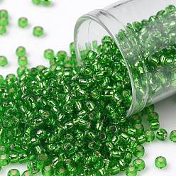 (27) Silver Lined Peridot Круглые бусины toho, японский бисер, (27) перидот с серебряной подкладкой, 8/0, 3 мм, отверстие : 1 мм, Около 1110 шт / 50 г