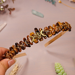 Тигровый глаз Натуральные резинки для волос с тигровым глазом, корона для волос, для женщин девушек, 250x170x50 мм