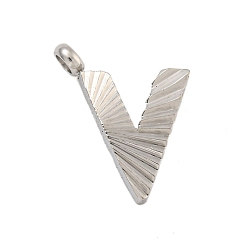Letter V 304 прелести нержавеющей стали, гравированная фигурка ручной работы, полностью отполированный, цвет нержавеющей стали, Буква V, 14.5x10.5x2 мм, отверстие : 1.8 мм