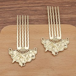 Light Gold Alloy Hair Comb Finding, for DIY Jewelry Accessories, Crane, Light Gold, 61mm, 10pcs/set