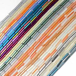 (52) Непрозрачная лаванда Стеклянные бусины с гальваническим покрытием , кубоид, разноцветные, 20x4x4 мм, отверстие : 0.8 мм, около 38 шт / нитка, 30.31 дюйм (77 см)