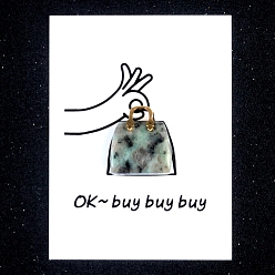 Джаспер Кунжут Украшения для сумочек из натуральной кунжутной яшмы, с бумажными карточками и золотой сумкой, фигурка для украшения дома, энергетический камень рейки для исцеления, 28x25 мм