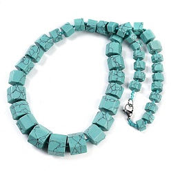Синтетическая Бирюза Синтетическая бирюза шестигранные призматические градуированные бусины ожерелья для женщин и мужчин, 19.49 дюйм (49.5 см)